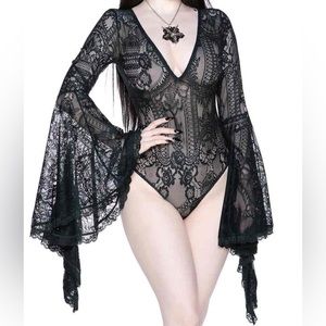 🌙🖤KILLSTAR Fatal Attraction Lace Bell Sleeve Bodysuit🕷💀🖤